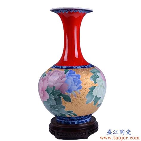 醴陵陶瓷浮雕大花瓶 釉下五彩描金花开富贵天球瓶高46cm 瓷器礼品 | 景德镇名瓷在线