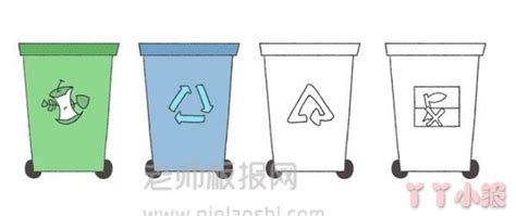 4种垃圾分类桶简笔画 垃圾分类的桶怎么画 简单漂亮 | 抖兔教育