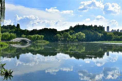 蓝天白云下的武汉月湖高清图片下载-正版图片500924219-摄图网