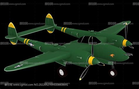 P-38战斗机,截击机(美)模型,OBJ格式_飞行器模型下载-摩尔网CGMOL
