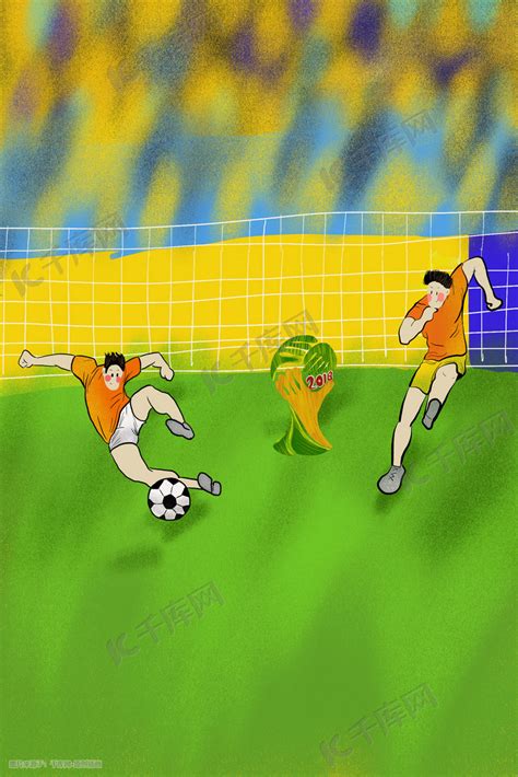 世界杯手绘足球绿色插画图片-千库网