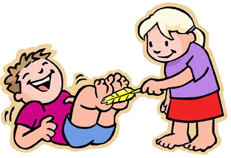 Cartoon child girl Tickling feet of boy free image download
