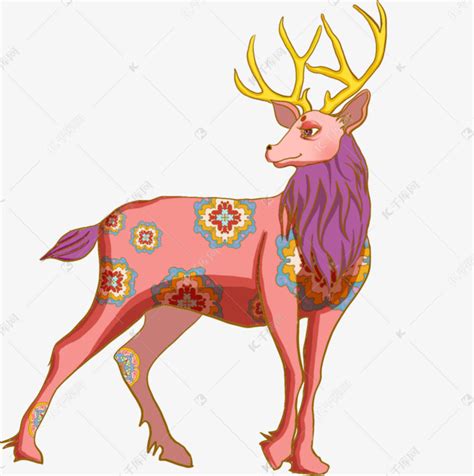 粉色麋鹿小鹿素材图片免费下载-千库网