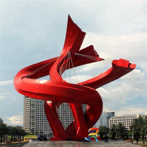 户外大型不锈钢抽象彩绘红色文化主题雕塑 广场公园景观摆件 ...