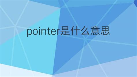 pointer是什么意思 pointer的中文翻译、读音、例句-一站翻译