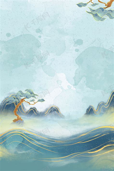 国际中国风深绿色海报背景图片免费下载-千库网