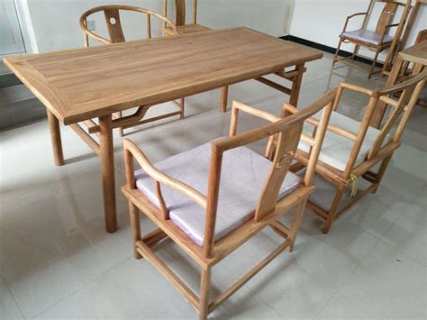 新中式老榆木茶台免漆烫蜡书桌 古典中式实木茶桌茶椅组合家具-阿里巴巴