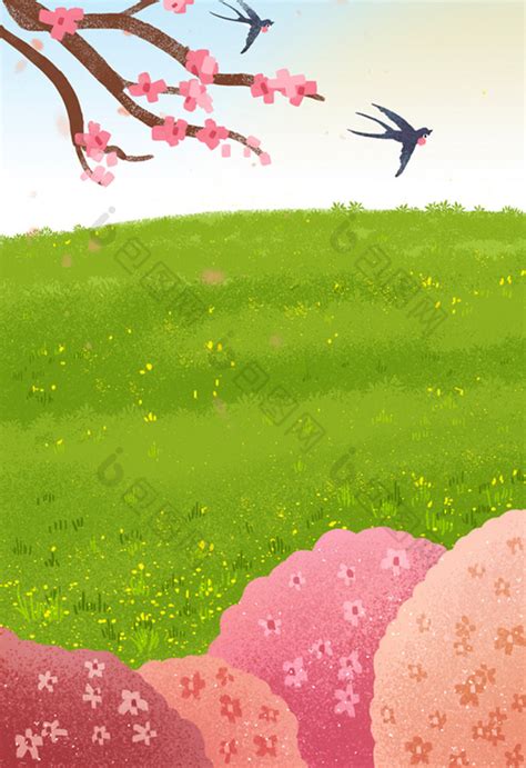 春意盎然的草原插画图片-包图网