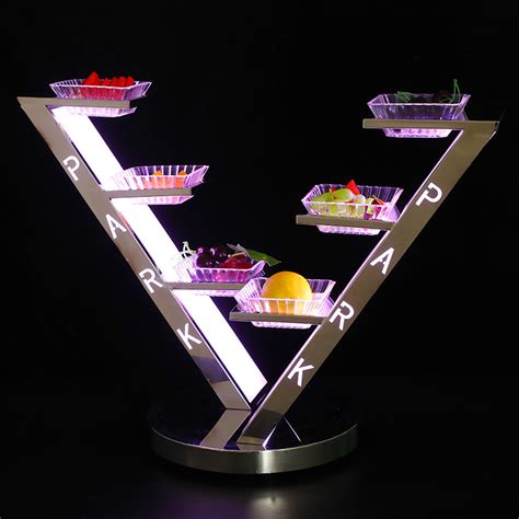 酒吧发光果盘KTV派对包房专用LED双层果盘架创意冰封纹小吃碟商用-阿里巴巴