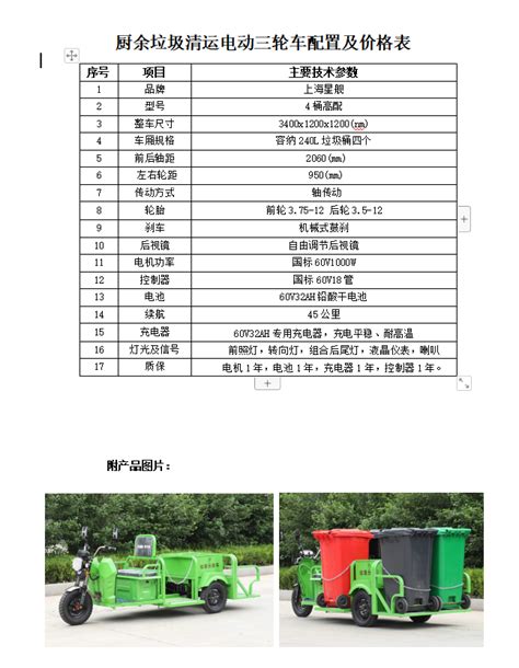 上海星舰 厨余垃圾清运电动三轮车容纳240L垃圾桶四个（偏远地区运费另算，具体跟客服联系）-融创集采商城