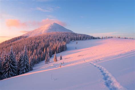 山间雪中有人走过的痕迹图片-山间雪中有人行道的冬季景观素材-高清图片-摄影照片-寻图免费打包下载