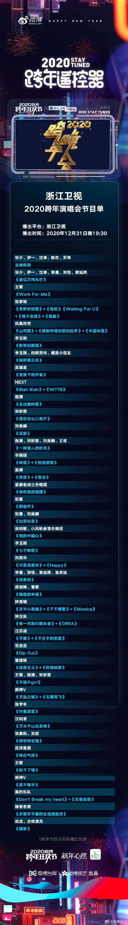2020浙江卫视跨年晚会节目单安排表 直播时间地址在哪看-闽南网