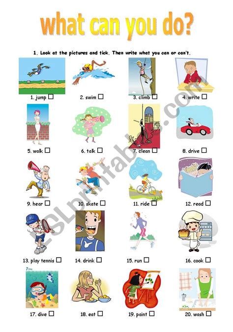 What Can You Do Esl Worksheet By Nines Picado | Images and Photos finder
