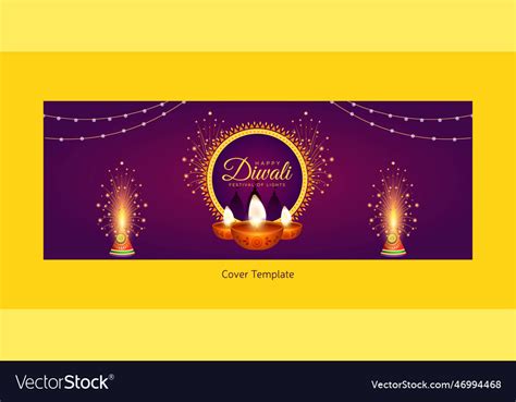 Happy diwali indian festival cover page template Vector Image