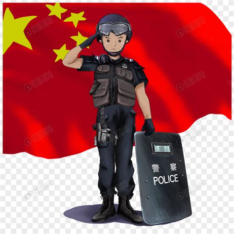 红旗下敬礼的警察元素素材下载-正版素材401054882-摄图网
