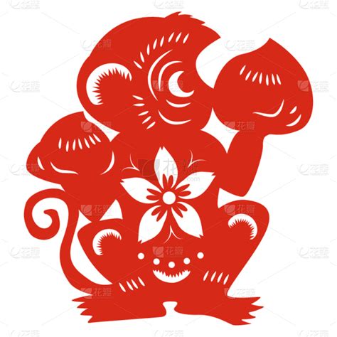 中国风剪纸十二生肖猴