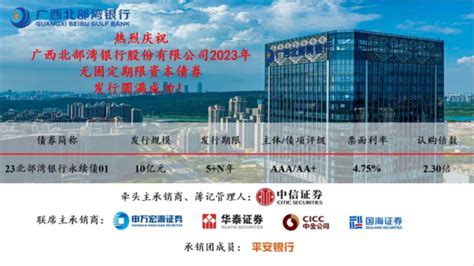 广西北部湾银行成功发行2023年无固定期限资本债券