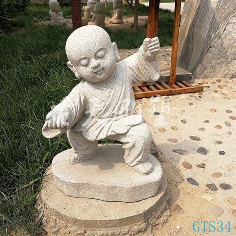 石雕雕刻石头小和尚练功小和尚花岗岩小沙弥雕塑庭院寺庙公园摆件-阿里巴巴