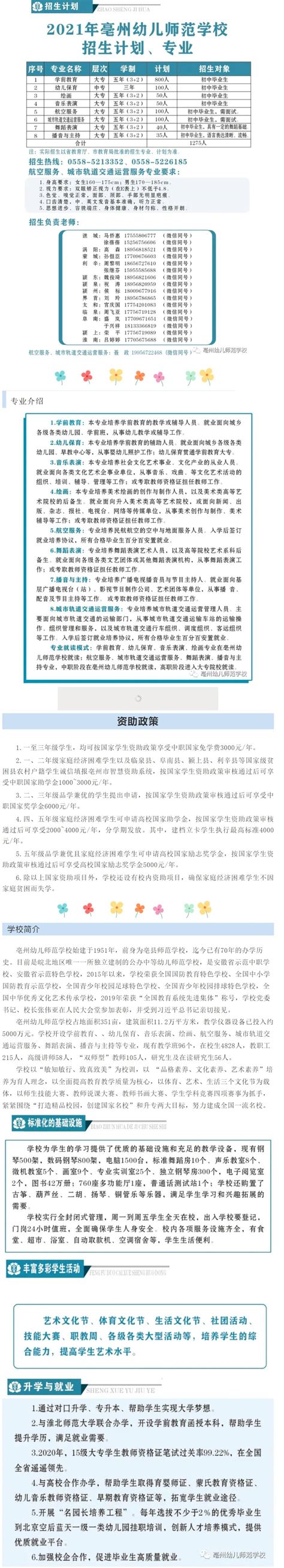 亳州幼儿师范学校2021年招生简章 - 职教网