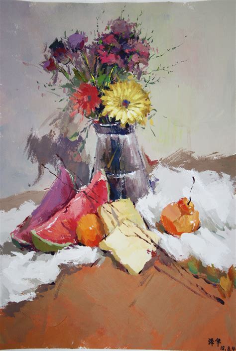 玫瑰水粉画图片