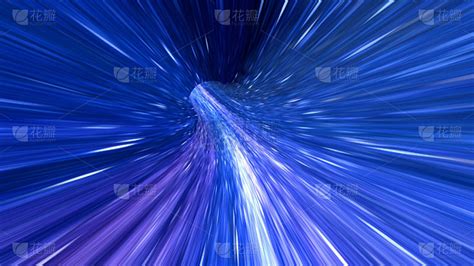 虫洞穿越时空，穿越科幻小说。在超空间中跳跃，在星际间跳跃。数据隧道穿梭。蓝色紫色的色彩。三维渲染