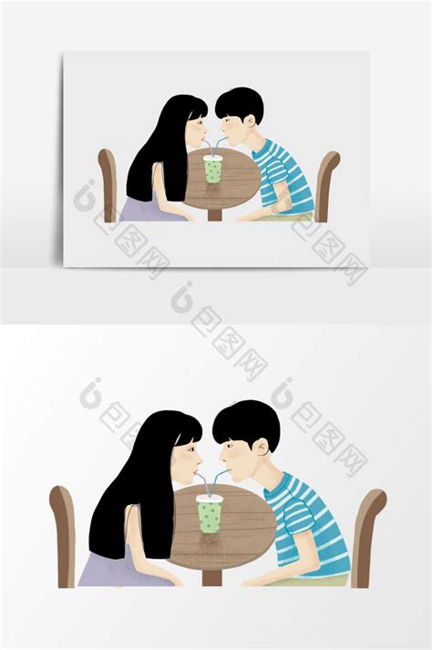 情侣喝饮料图片-包图网