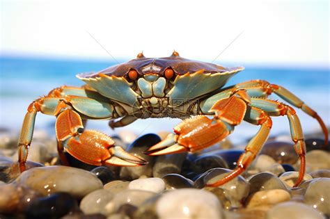 一只在沙滩爬行的大螃蟹插画图片下载-正版图片600114873-摄图网