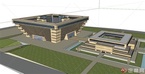 包头党政大楼建筑设计SU模型[原创] - SketchUp模型库 - 毕马汇 Nbimer