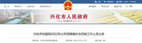 2022年江苏省泰州市兴化市住建局招聘编外合同制人员公告