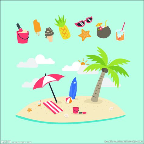 夏日沙滩手绘元素设计图__广告设计_广告设计_设计图库_昵图网nipic.com