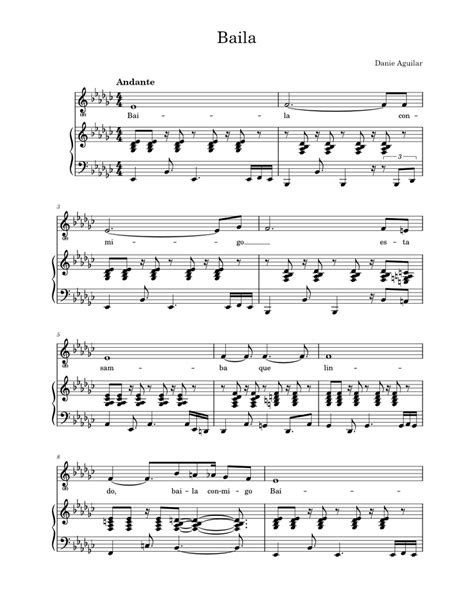 Baila Sheet music for Piano, Vocals (Piano-Voice) | Musescore.com
