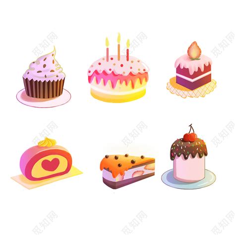 组合蛋糕甜品蛋糕甜品元素插画图片素材下载 - 觅知网
