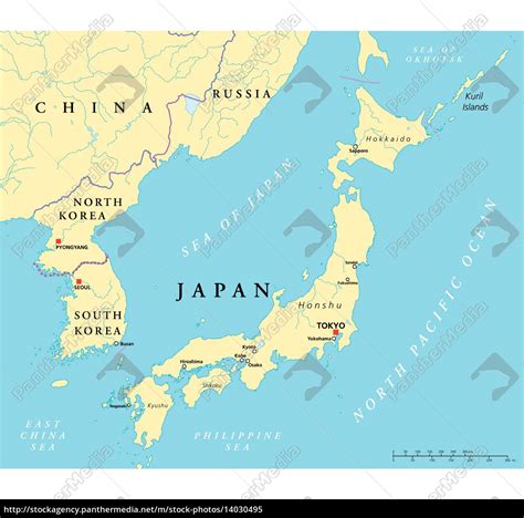 Map south korea north korea and japan Royalty Free Vector