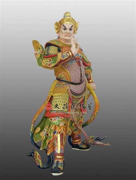 佛教护法神四大天王之八大将属彩绘雕塑 - 大庄严佛像厂