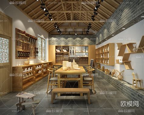 新中式工业风餐厅3D模型-室内设计-拓者设计吧