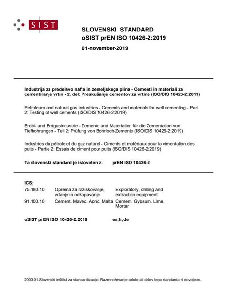 oSIST prEN ISO 10426-2:2019 - Petroleum and natural gas industries ...