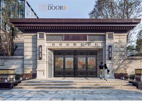 中式入户大门设计图,新中式别墅门头样式,小区大门效果图100_大山谷图库
