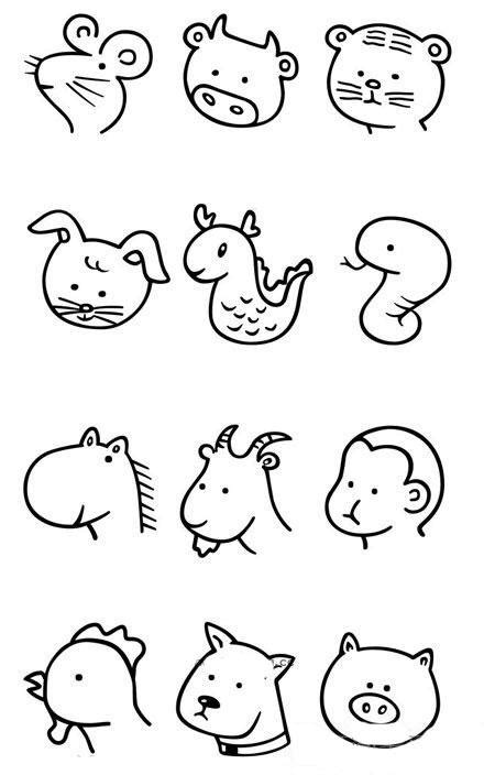 12生肖简笔画步骤教程 12生肖简笔画简单画法 - 抖兔教育