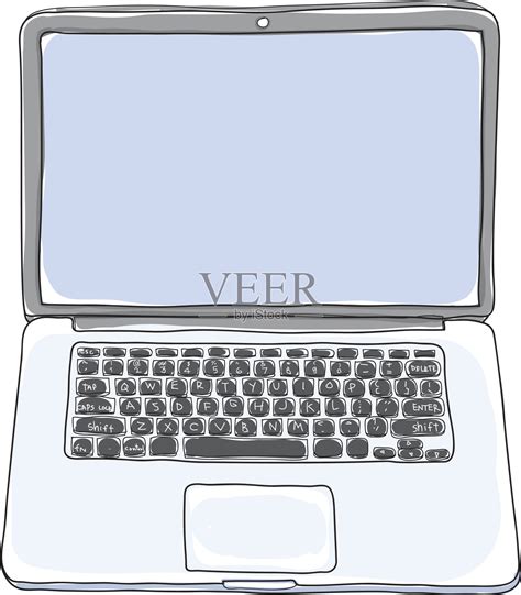 笔记本电脑手绘可爱的艺术矢量插图插画图片素材_ID:168837836-Veer图库
