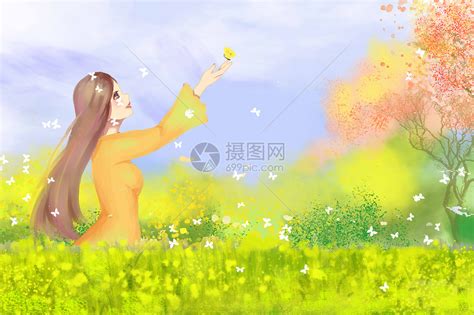 春暖花开插画图片下载-正版图片400114448-摄图网