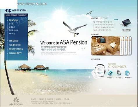 韩国海滨旅游网站网页模版PSD素材免费下载_红动中国