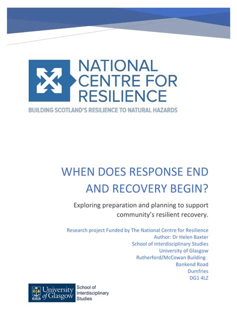 (PDF) WHEN DOES RESPONSE END AND RECOVERY BEGIN?