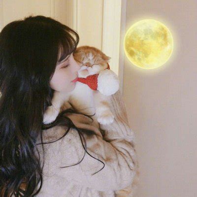 甜美女生头像抱猫咪情头