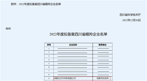 祝贺成都仕芯半导体通过四川省瞪羚企业认定-仕芯半导体