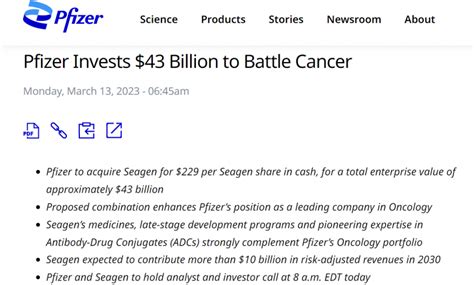 430亿美元！全球最大药企辉瑞宣布收购ADC领域龙头Seagen | 医药Focus__财经头条