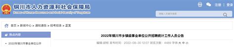 2022年陕西铜川市乡镇级事业单位统计工作人员招聘公告【5人】