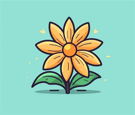 Um desenho animado de uma flor amarela com um caule verde. | Foto Premium