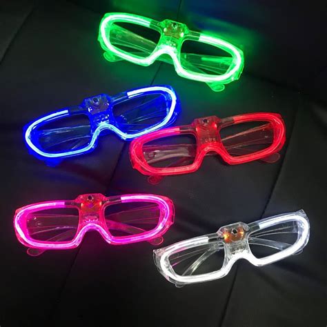 厂家冷光闪灯百叶窗爱心方形眼镜跨境夜店酒吧LED灯发光眼镜节日-阿里巴巴