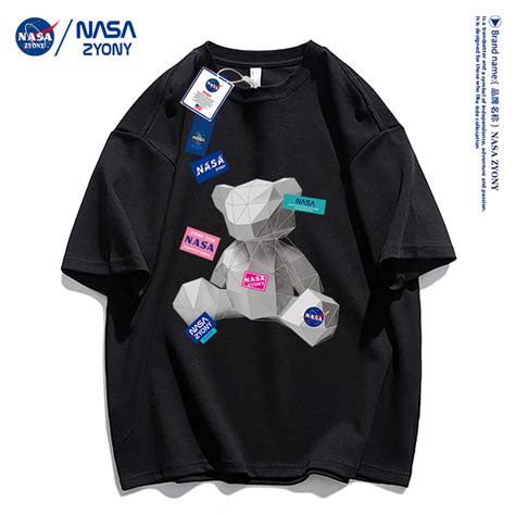 NASA联名官网背包熊纯棉短袖T恤夏季2022新款ins潮牌情侣款