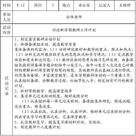 汉江中学语文教研活动记录表
